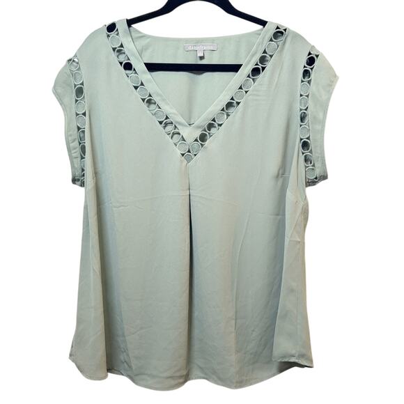 Daniel Rainn Green Women’s Relaxed Cutout Blouse Women’s 1X Casual Boho Beachy - Picture 1 of 6